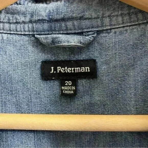 J. Peterman women's Belted Chambray soft Denim Shirt Dress 20 Cotton blue - Picture 3 of 6